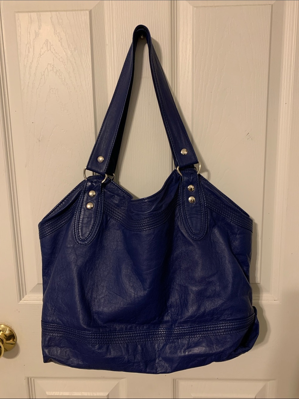 MODERNZEGE Deep Blue Leather Shoulder Bag